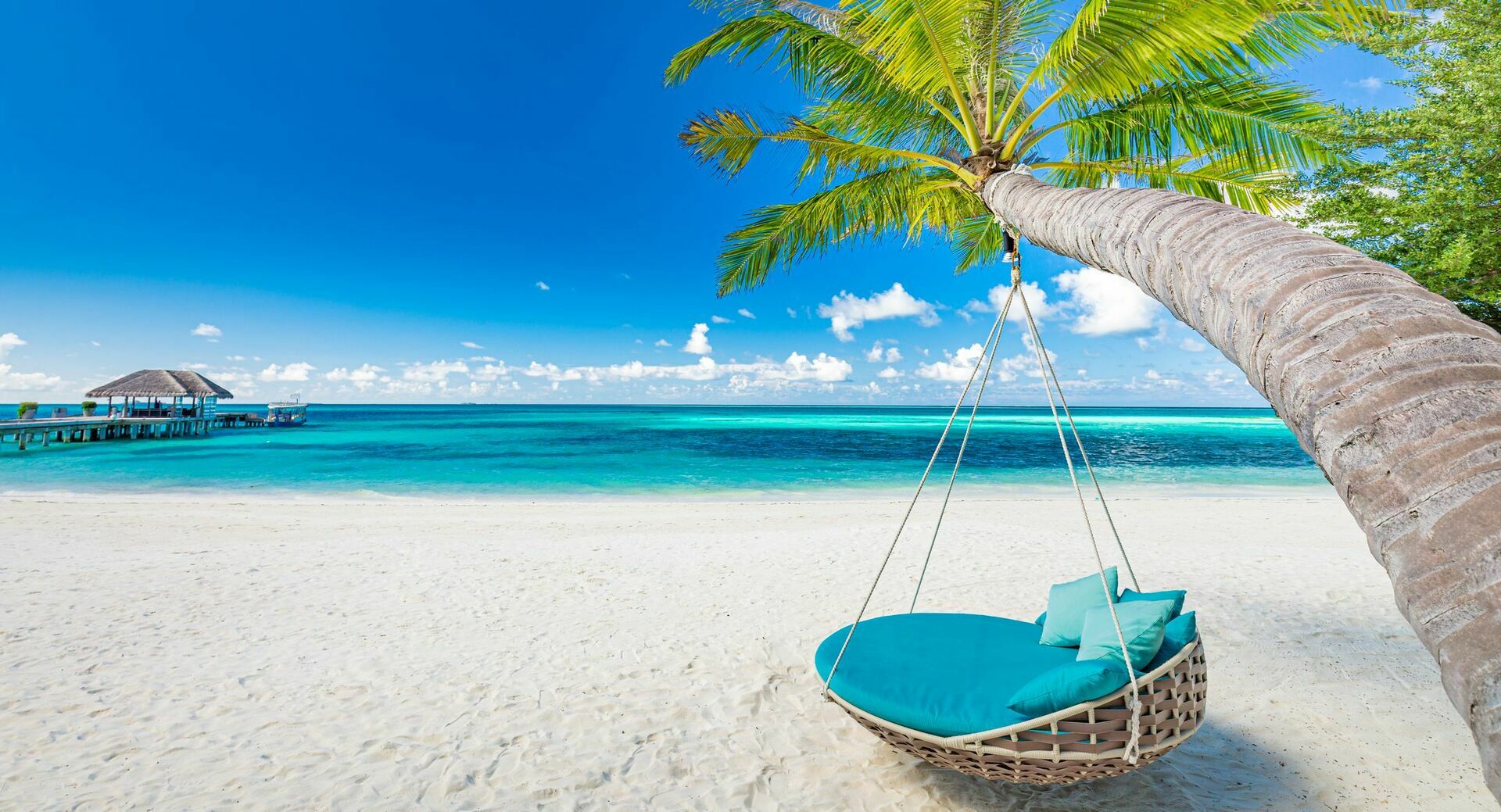 Tropical,Beach,Background,As,Summer,Landscape,With,Beach,Swing,Or